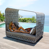 Outdoor deck bed bird cage rattan leisure deck chair sofa outdoor swimming pool original designer creative round bed customization