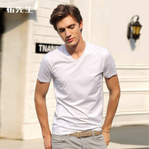 Mr. Cloth half-sleeve mens white short-sleeved mens V-collar casual mens summer clothes T-shirt brand body AT2010