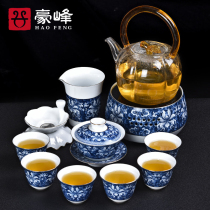 Haofeng Kung Fu tea set ceramic blue and white hand painted flower tea Tea Cup home simple Chinese tea set gift box