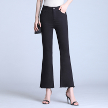 2019 summer new black pants women nine points thin micro flared pants casual thin Korean flared pants