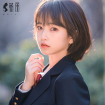 Wig womens short hair age reduction round face face repair net red temperament handsome neutral foreign style fashion real hair full headgear