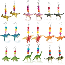 Cute Animal Long Earrings Exaggerated Resin Dinosaur Heart