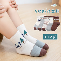 21 Autumn and Winter new cartoon boys and girls socks baby baby small middle children socks are simple five pairs of socks