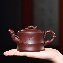Bamboo section purple clay pot (National Engineering) Ni Xinan hand-made original mine purple clay pot handmade flower teapot kung fu tea set