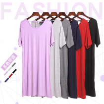 Summer Modell thin section Loose Big Code Round Collar Short Sleeve Sleeping Skirt Woman Lengthened Pregnant Woman Pyjamas Womans pyjamas dress for long dress