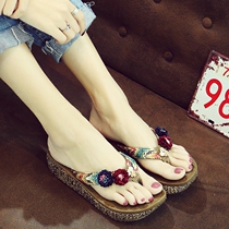 Ins net red tide brand flip-flops female 2021 summer fashion thick bottom Joker beach shoes wear beach feet non-slip