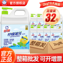 White cat lemon mint detergent 32 catties whole box 8 bottles of food household dishwashing liquid can wash fruits and vegetables fresh