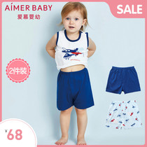 Adoring children baby boy baby newborn baby baby rush to the sky summer shorts two-piece bag AB2421061