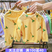 Girls pajamas set Autumn and Winter 3 children flannel baby thickening warm 6 little girl coral velvet home clothing