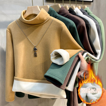 High collar thickened warm clothes men autumn winter wear autumn clothes underwear long sleeve T-shirt plus velvet base shirt men