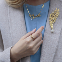 Chinese designer Zhang Xiaochuan Akomira series original design Sea Forest opening ring brooch silver ornaments