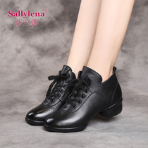 Salana dance shoes Square dance womens shoes soft-soled leather spring and autumn new medium heel sailor dance shoes dance shoes