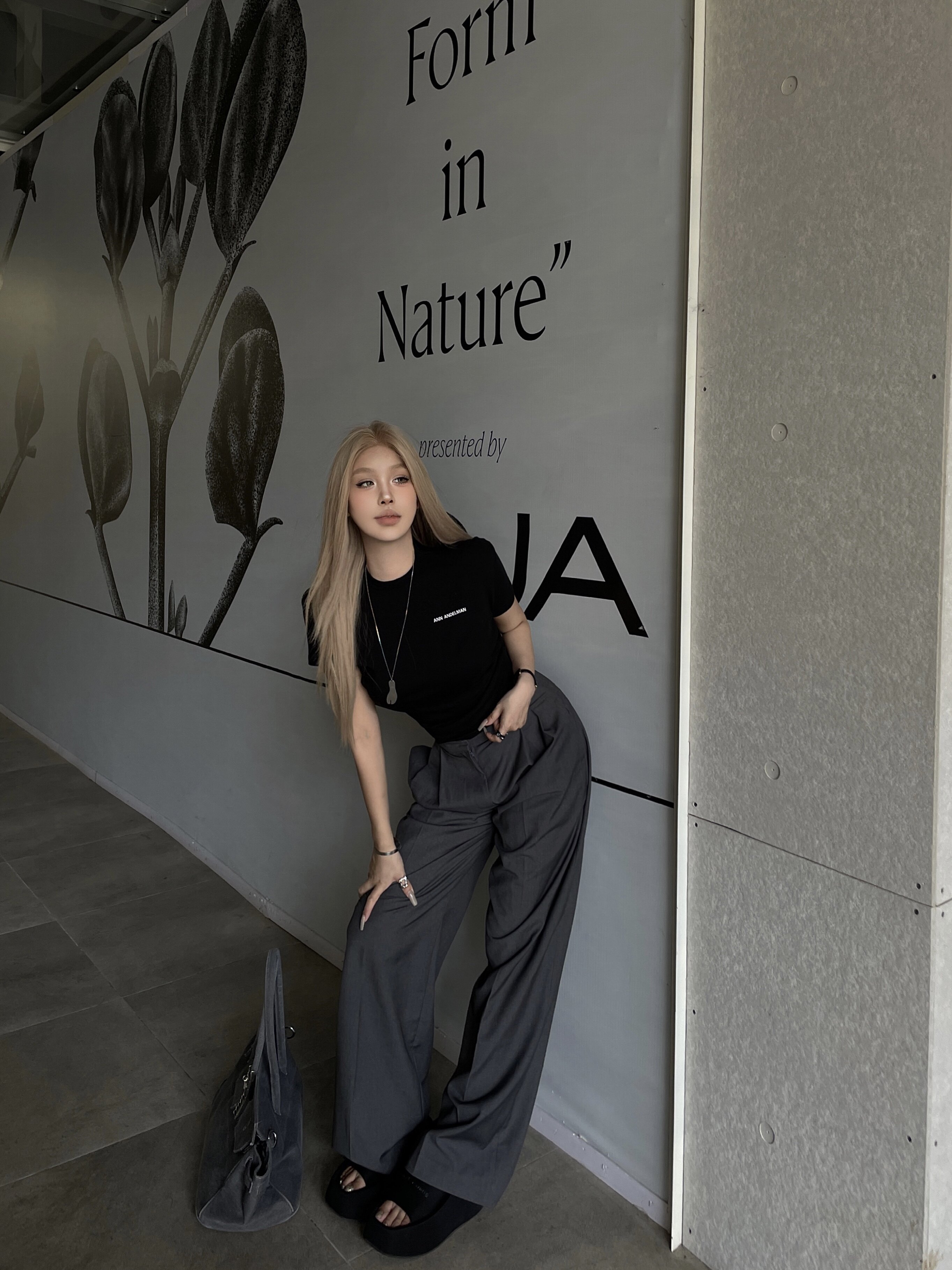 ANN ANDELMAN明星同款阔腿裤 休闲西裤高腰直筒设计拉长比例