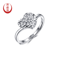 Yuanshengfu new PT950 heart-shaped diamond faceted platinum ring Womens Big platinum fashion ring