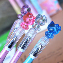 Cute Hello kitty crystal baby gel pen Hello kitty 0 38mm student ktcat writing pen black crystal blue