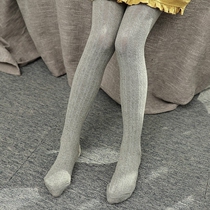 Spring and autumn childrens cotton pantyhose thickened knitted girls  cotton leggings Middle and large childrens white dance pantyhose