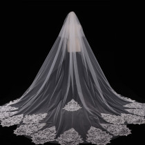 Head yarn Bride Retro Palace Tingen Lace White long Trailing Wedding wedding Wedding Ceremony Petals Tail long yarns