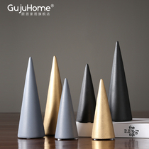 Modern simple light luxury pyramid ceramic ornaments home decorations office bookcase model room soft decoration