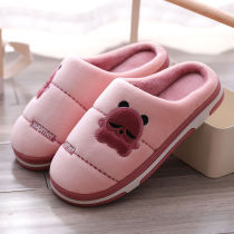Winter cotton slippers womens home mens indoor warm non-slip household thick-soled confinement fluffy shoes fashion new winter