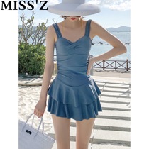 2021 new swimsuit womens summer conservative belly cover thin Korean ins style sexy one-piece skirt hot spring swimming suit