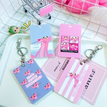 Pink Leopard Bus Card Protective Cover Hard Shell Cute Cute Korean Creative Card Set Little Fresh Student Meal Card Set