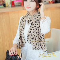 Qingku Korean version of Womens Big scarf cute kitten long silk scarf long air conditioning shawl multi-color optional