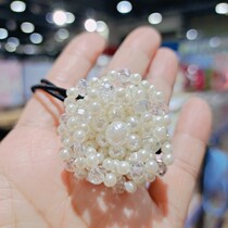 Crystal Japan-ROK Accessories New Sweet Hair Rope Fresh Out of Pendulum Pieces Ancient Windy White Flowers Pearls Zhafa Leather Fascia
