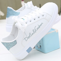 Hong Kong 2019 Spring and Autumn New Flat Leather Alphabet Sports Korean Campus Style Personalized White Shoes