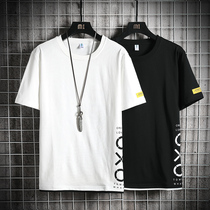 Short-sleeved T-shirt men spring and summer cotton base shirt 2021 new trendy brand clothes men wear CM