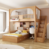Upper bed and lower table small apartment space-saving upper and lower bunk beds misplaced childrens bed desk integrated high and low beds