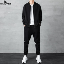 Paolo Man Baseball Suit Jacket Boys Suit Tide Card Knit Jacket Set Matching Wearing Handsome Clothes