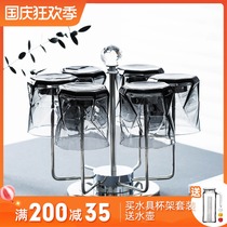 Household glass set European living room water cup thickened tea cup juice milk Net red cup with 6 Cup holders