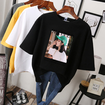 womens plus size summer clothing slim short sleeve loose korean style belly covering bottoming shirt t-shirt chubby girl loose western style top