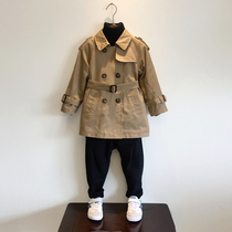 22 Spring-autumn season new boy with long style coat jacket children double-row button coat Korean version childlike card with its color tide