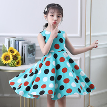 Girls dress Summer Korean version CUHK Dress Foreign Air Children Skirt 2022 New Sleeveless Round Point Princess Dress