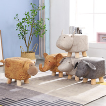 Childrens cartoon stool creative fashion elephant lazy sofa stool Net red shoe stool small stool solid wood animal bench