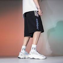 Cang Shi Yizu 2021 summer new mens casual shorts loose Joker reflective five-point pants ins