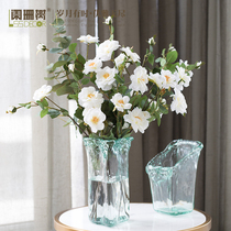 Ice glass modern simple European glass transparent vase living room creative personality Vase ornaments luxury European vase