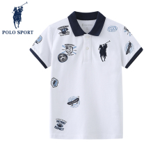 Polosport boy short sleeve T-shirt printed white spring and summer dress baby shirt for children dressed in Polo shirt