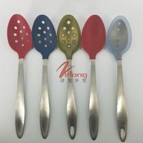 Upscale 304 Stainless Steel Food Silicone Salad Spoon Soup Spoon Scoop for leaking spoons without sticking pan with unhurt coated soup spoon