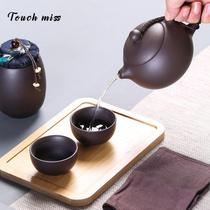 Set tea set kung fu tea Japanese light luxury travel carrying case fast guest Cup One Pot Two Cups purple sand