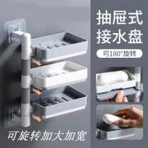 Rotable soap box wall-walled no-hole perforation Asphalt bathroom storage soap rack Euro three-layer