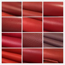 High-quality leather leather material handmade first layer cowhide DIY bag material Red wine red leather fabric shoe material Lychee 1 plain pattern