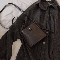 ins Senson teas bag retro crocodile tatchel satchel satchel girl female student single shoulder bag 100 lap bucket bag