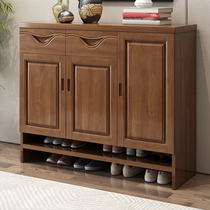  Simple solid wood shoe cabinet Modern Chinese large-capacity door living room entrance storage household log partition foyer cabinet