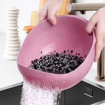 Amoy rice washing rice sieve drain basket Kitchen supplies Household multi-functional thickened Amoy rice basin Plastic vegetable washing fruit and vegetable basket