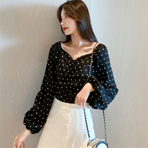 Spring dress 2020 new Korean version of loose Joker chiffon shirt female fashion Lady lantern sleeve foreign style shirt