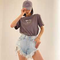 SMFK official Permanent Tee dove grey cotton quality hit bottom base short sleeve casual women T-shirt