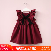 European and American style summer childrens clothing New Baby Childrens girls bow pleated backless skirt dress ruffles