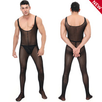 Net Mens Transparent Underwear Socks Fine Mesh Perspective Splicing Male Conjoined Tight Fit Socks Clothing Web Yarn Vest Clairvoyt